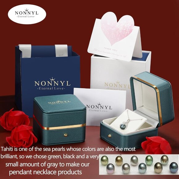 Gifts for Women Wife-Tahitian-Black-Pearl-Necklace-Gift for Wife Wedding Birthda - Picture 7 of 8